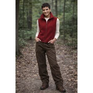 Woolrich Women’s Fleece Vest Size L Red Burgundy Full Zip Pockets Outdoor Layer